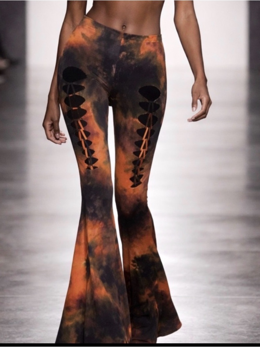 ❤️ Plus Size 3x Retro Soft Orange and Black Wide Leg Pants with Tie-Dye Flair